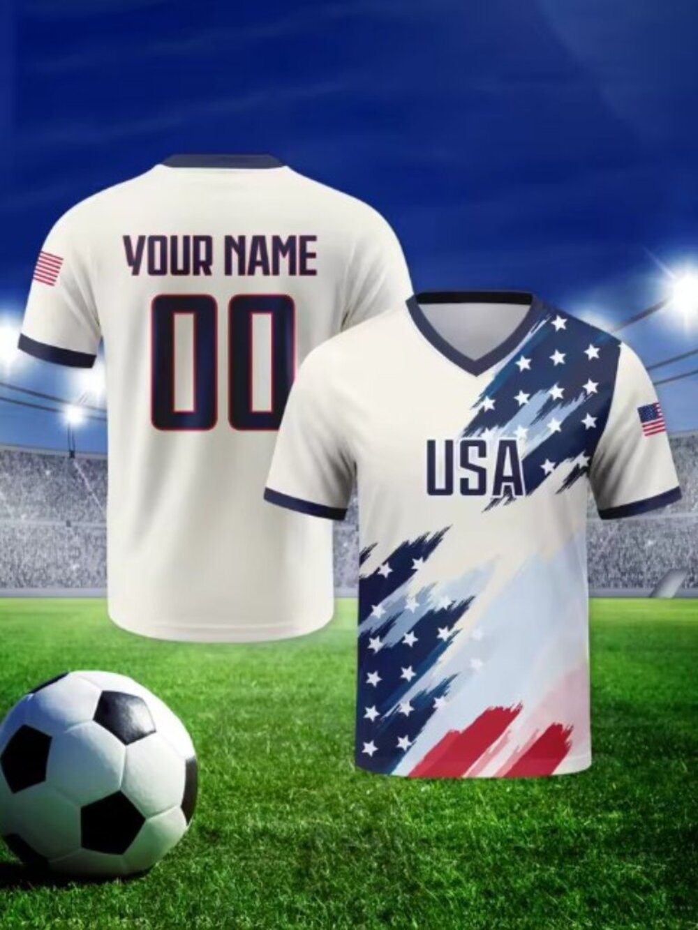 Patriotic USA Soccer Jersey - Stars and Stripes Graphic Fan Gear